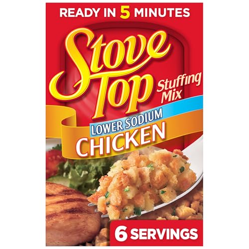 Stove Top Low Sodium Stuffing Mix for Chicken with 25% Less Sodium (6 oz Box)